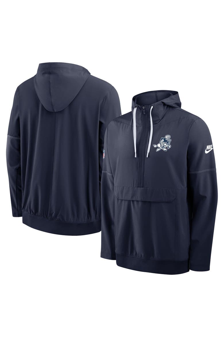 Men's Nike Navy Dallas Cowboys Sideline Broken Rules Alternate Anorak Half-Zip Hooded Jacket, Main, color, Navy