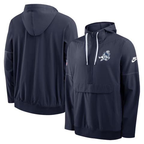 Men's Nike Navy Dallas Cowboys Sideline Broken Rules Alternate Anorak Half-Zip Hooded Jacket