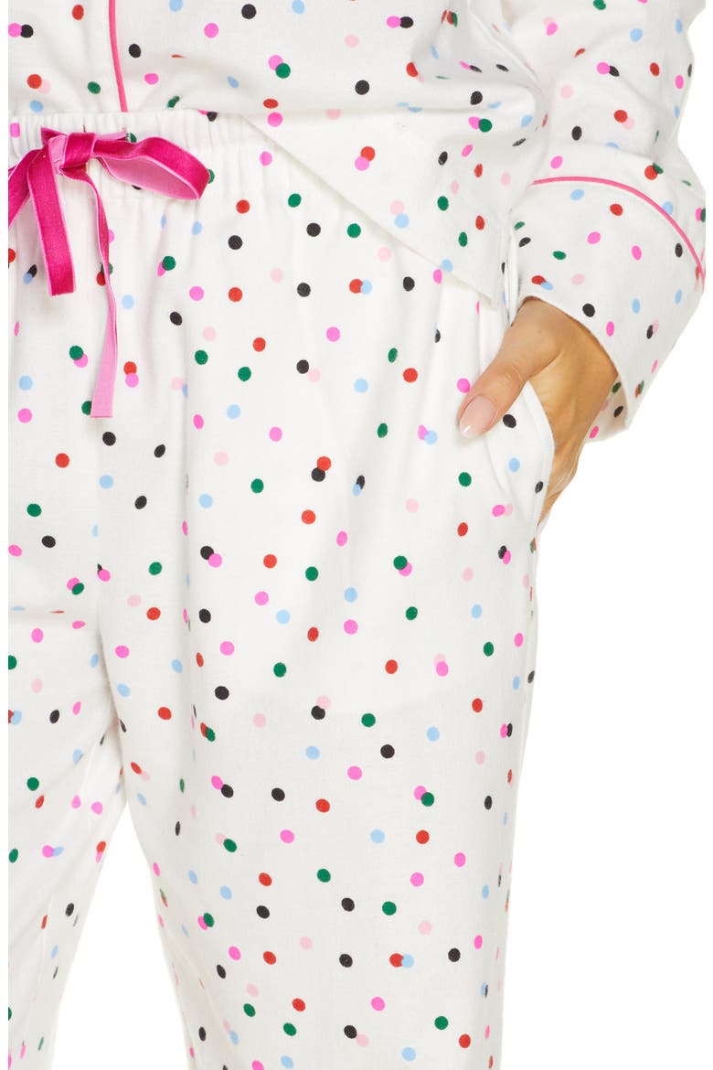 Party Dots Flannel Pajama Pants, Alternate, color, IVORY