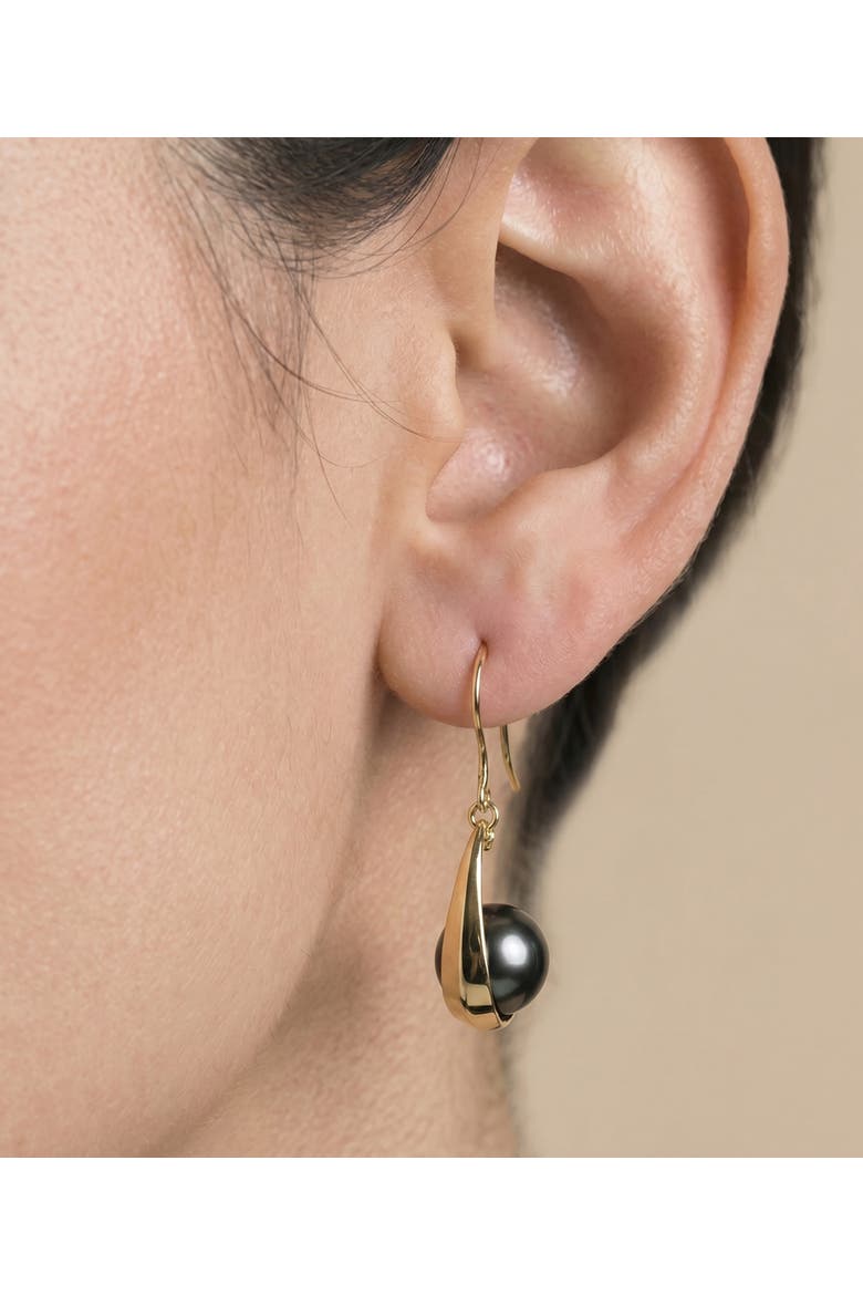 14K Gold Tahitian South Sea Pearl Regina Earrings, Alternate, color, Yellow Gold
