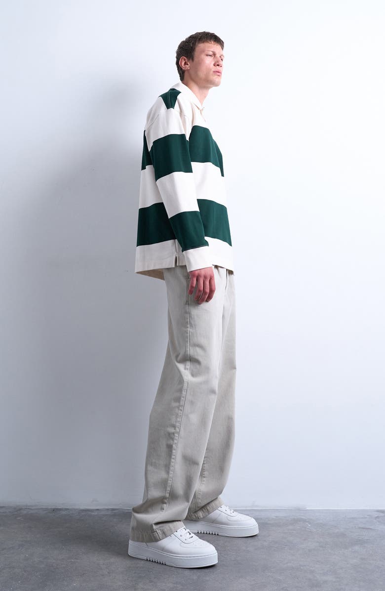 Topman Baggy Fit Pleated Cotton Twill Pants, Alternate, color, Stone