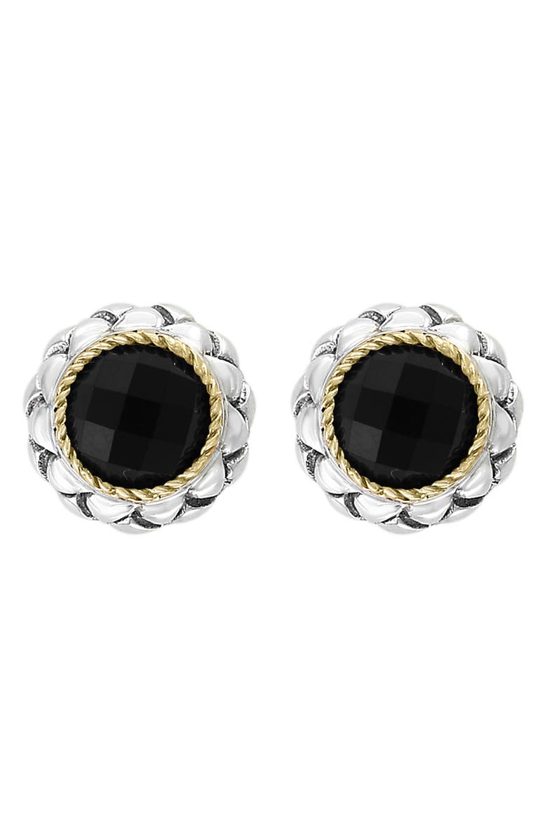 EFFY Two Tone Onyx Button Stud Earrings, Alternate, color, 