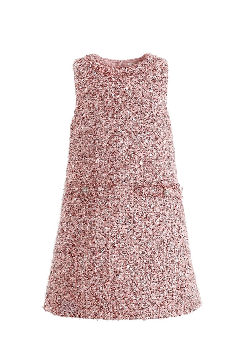 Tweed Sequin Shift Dress, Main, color, Pink