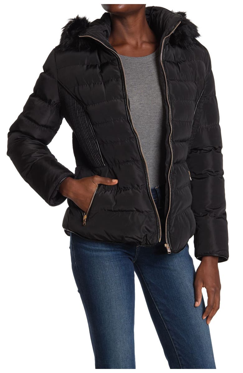 Marc New York Faux Fur Lined Hood Zip Front Puffer Jacket, Main, color, 