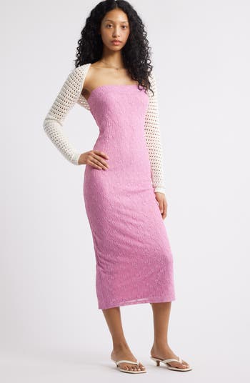 Floral Lace Body-Con Midi Dress