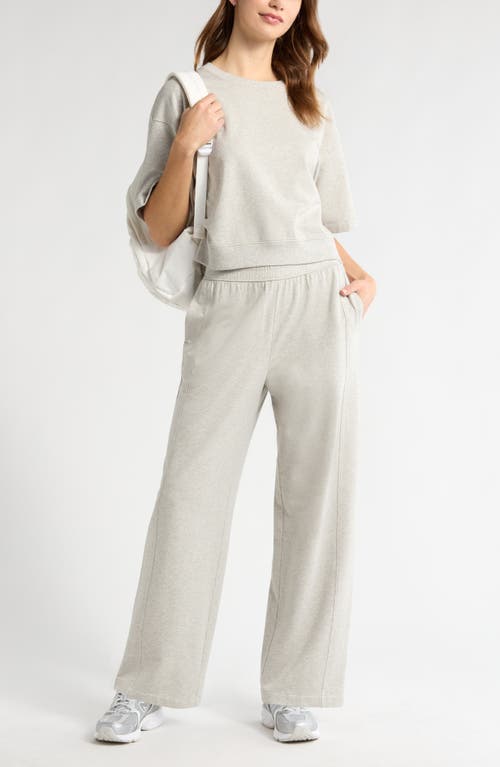 Zella Terry Crewneck Sweatshirt In Grey Light Heather