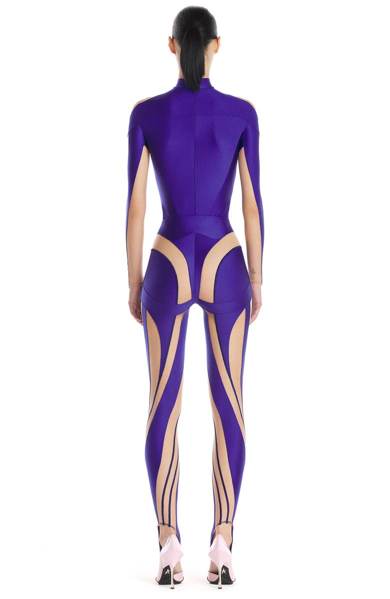 MUGLER Illusion Inset Long Sleeve Bodysuit, Alternate, color,