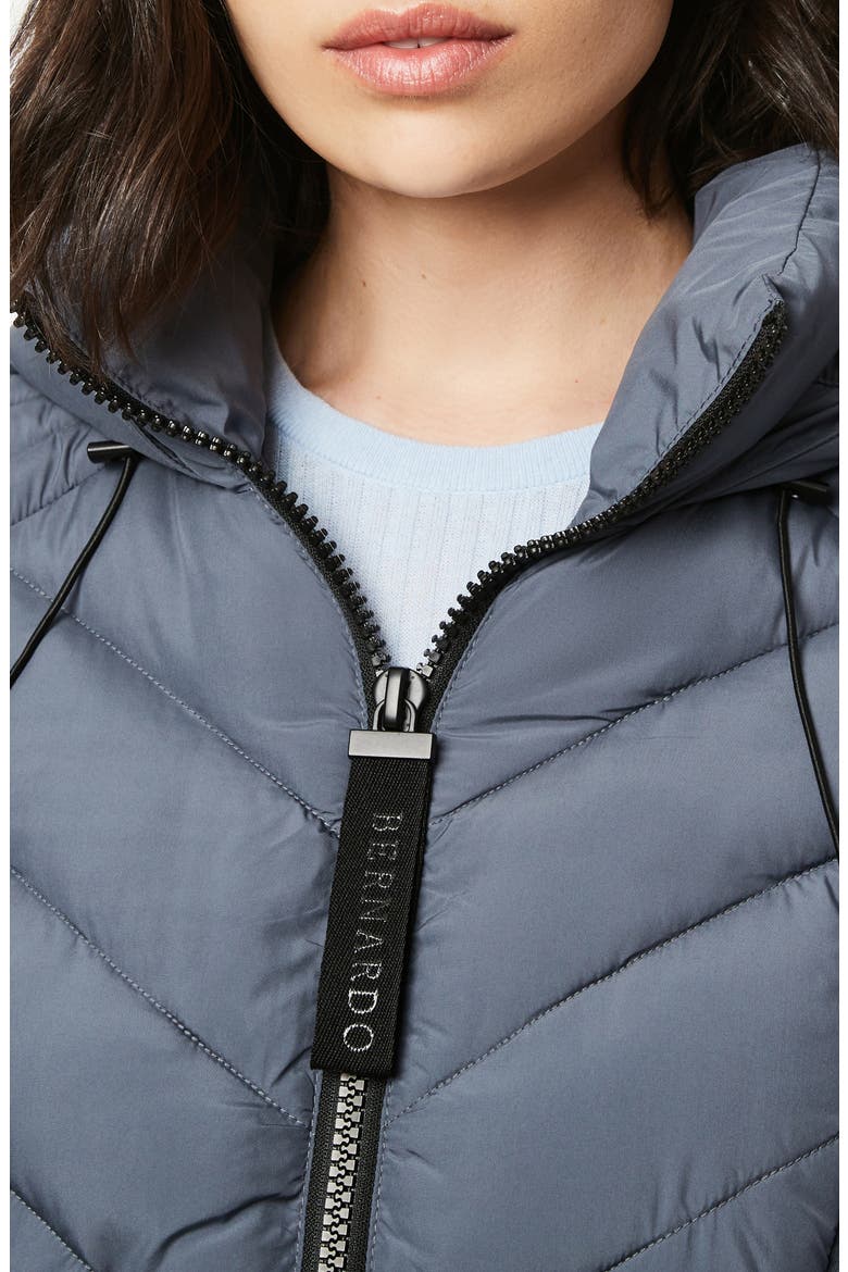 Quilted Neoprene Hooded Puffer Coat, Alternate, color, PETROL BLUE