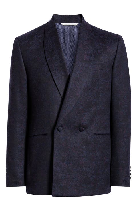 Ellis Purple Wool & Cashmere Shawl Collar Double Breasted Dinner Jacket