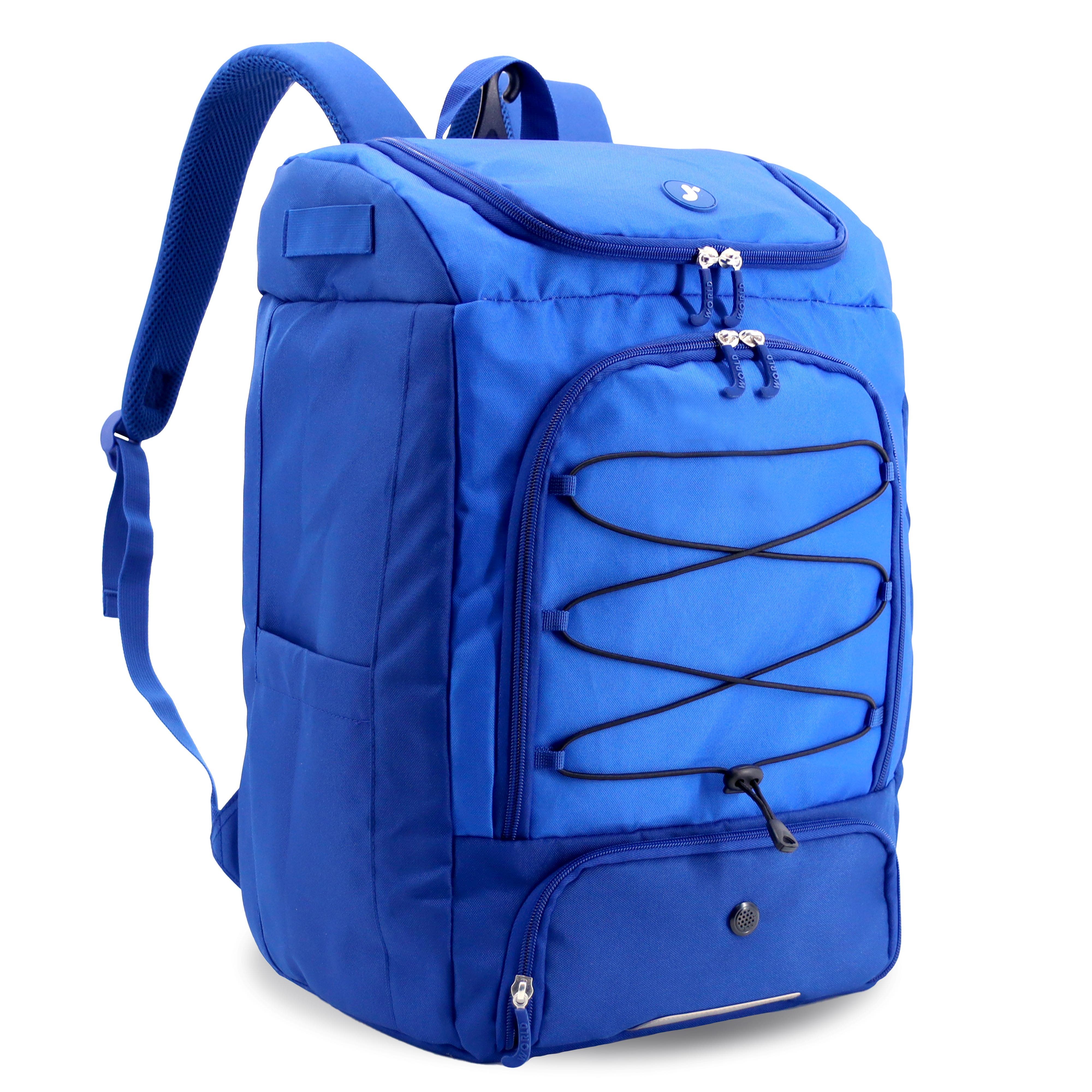 Athlete Multi Sports Backpack with Shoe Compartment Bat Holders and Night Visibility, Alternate, color, Navy