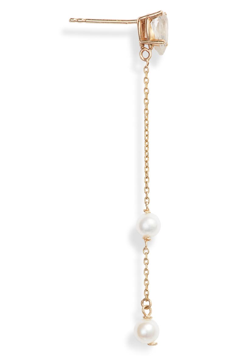 Pearl & Topaz Drop Earrings, Alternate, color, YELLOW GOLD/ PEARL