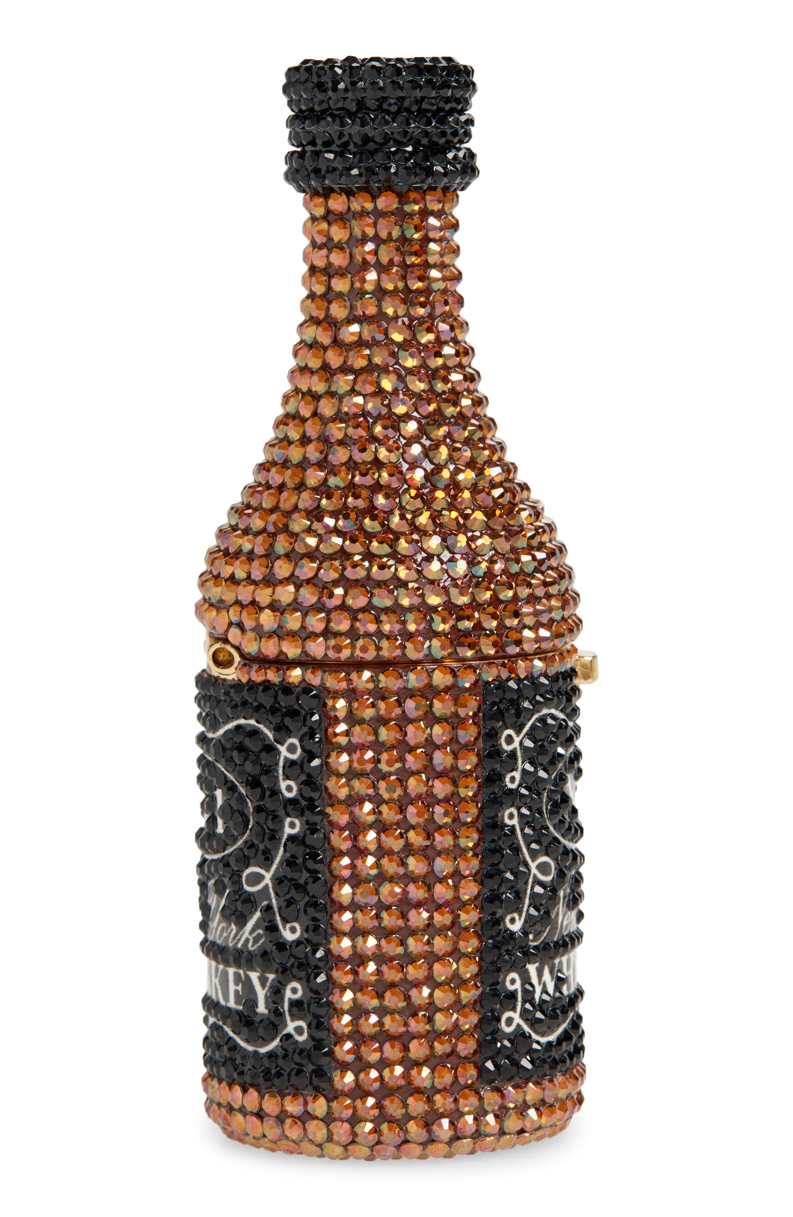 JUDITH LEIBER COUTURE Mini Crystal Bottle Pillbox, Alternate, color, Champagne Brown Mult