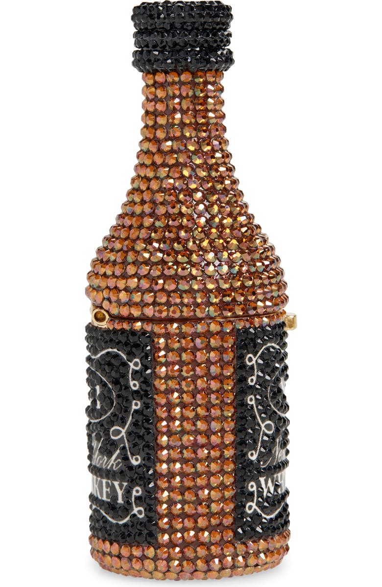 JUDITH LEIBER COUTURE Mini Crystal Bottle Pillbox, Alternate, color, Champagne Brown Mult