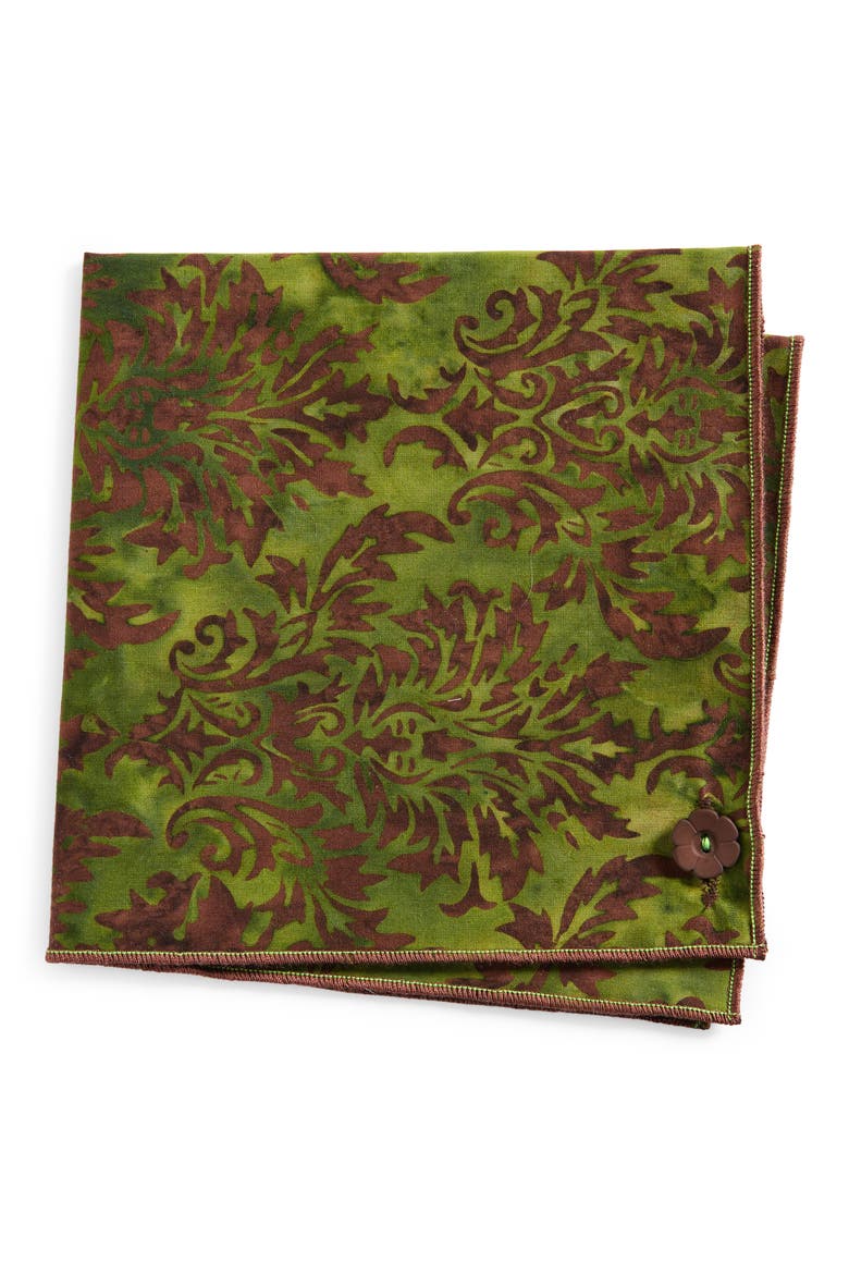 Print Cotton Pocket Square, Main, color, GREEN