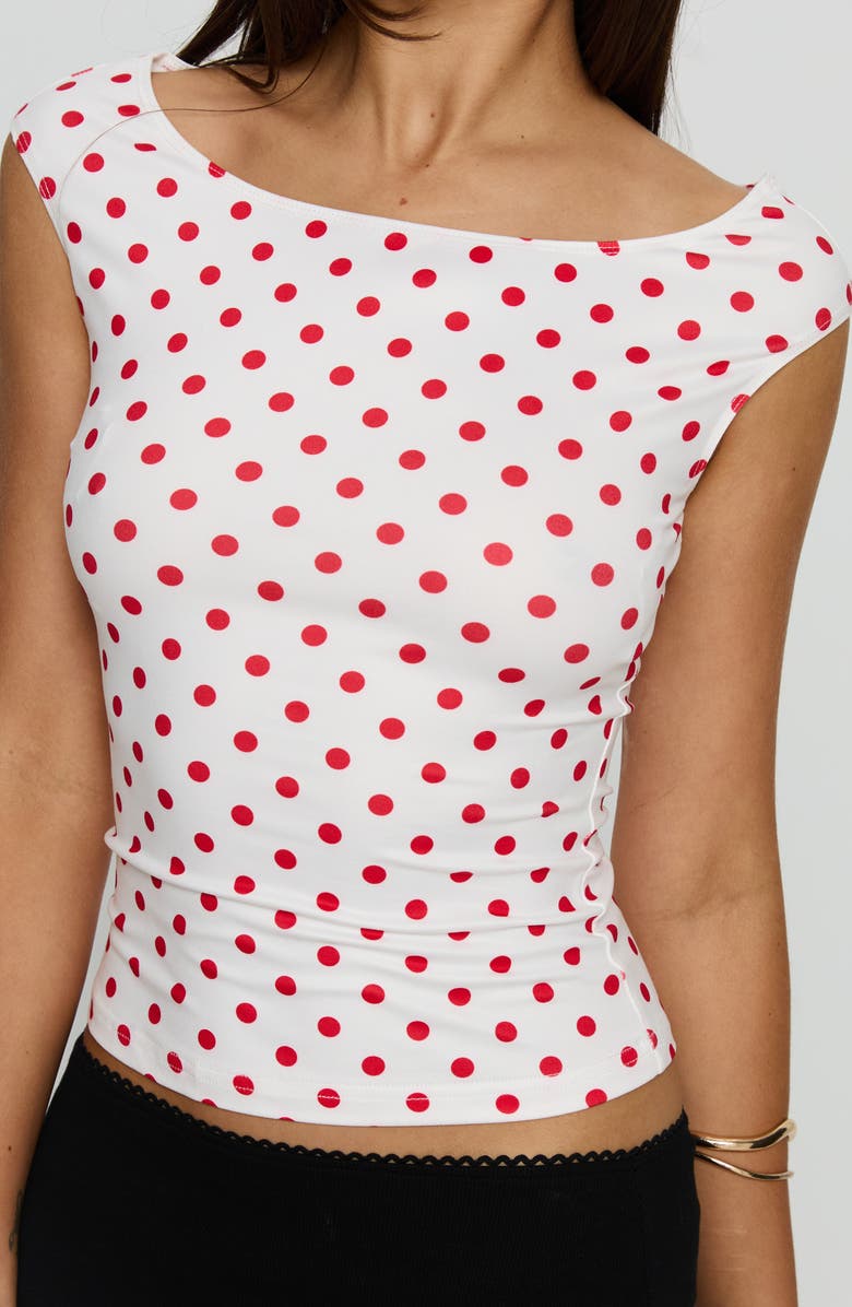 Princess Polly Cheirosa Boat Neck Top, Alternate, color, White / Red