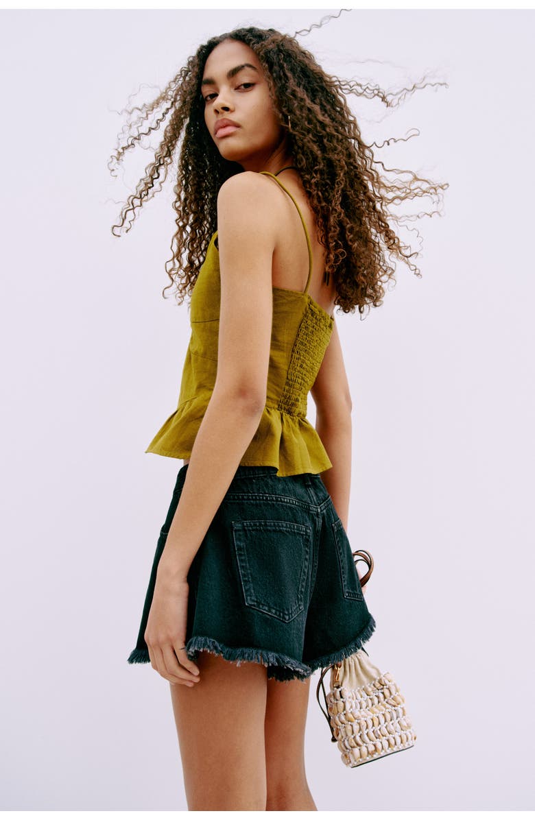 H&M Linen-blend Strappy Top, Alternate, color, Olive Green