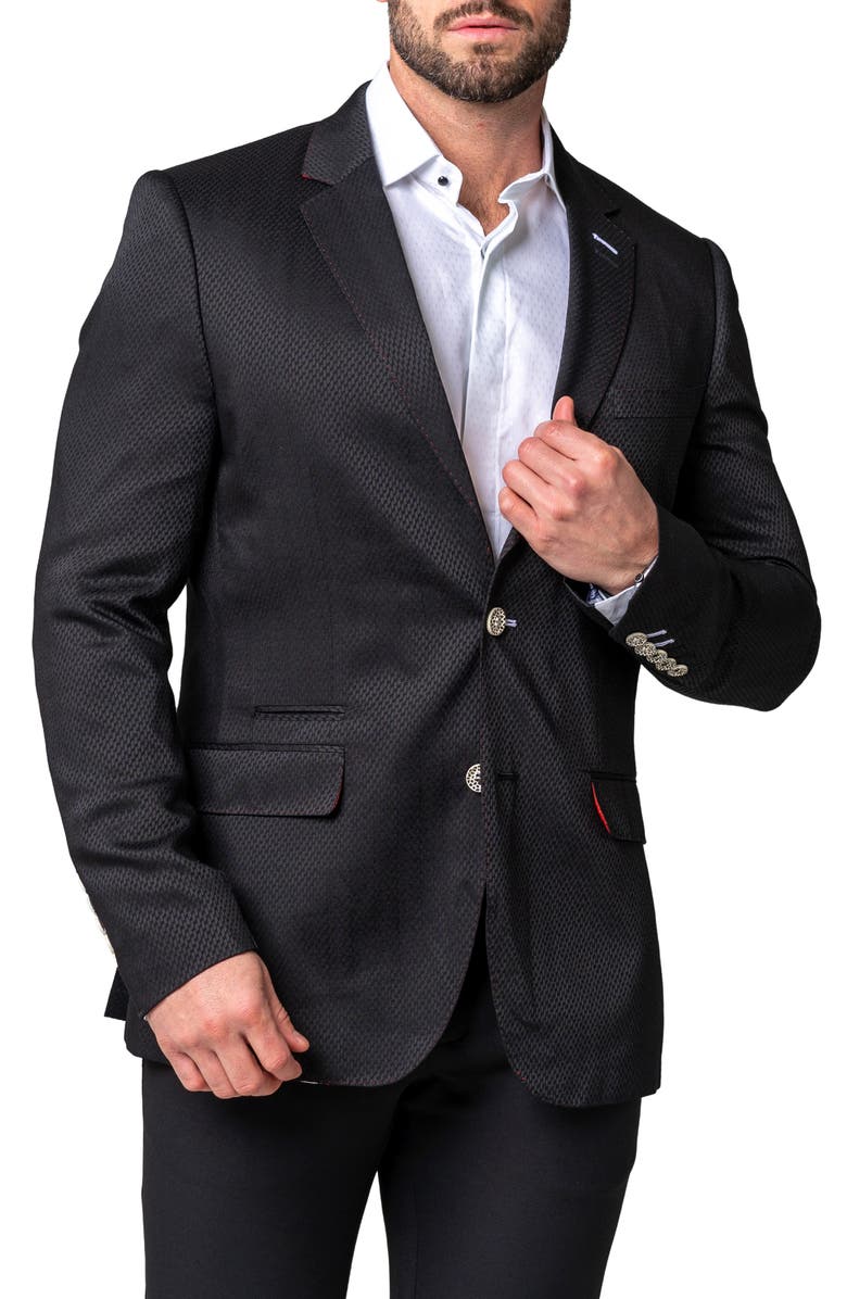 Maceoo Socrates Blue Black Sport Coat, Alternate, color, Black