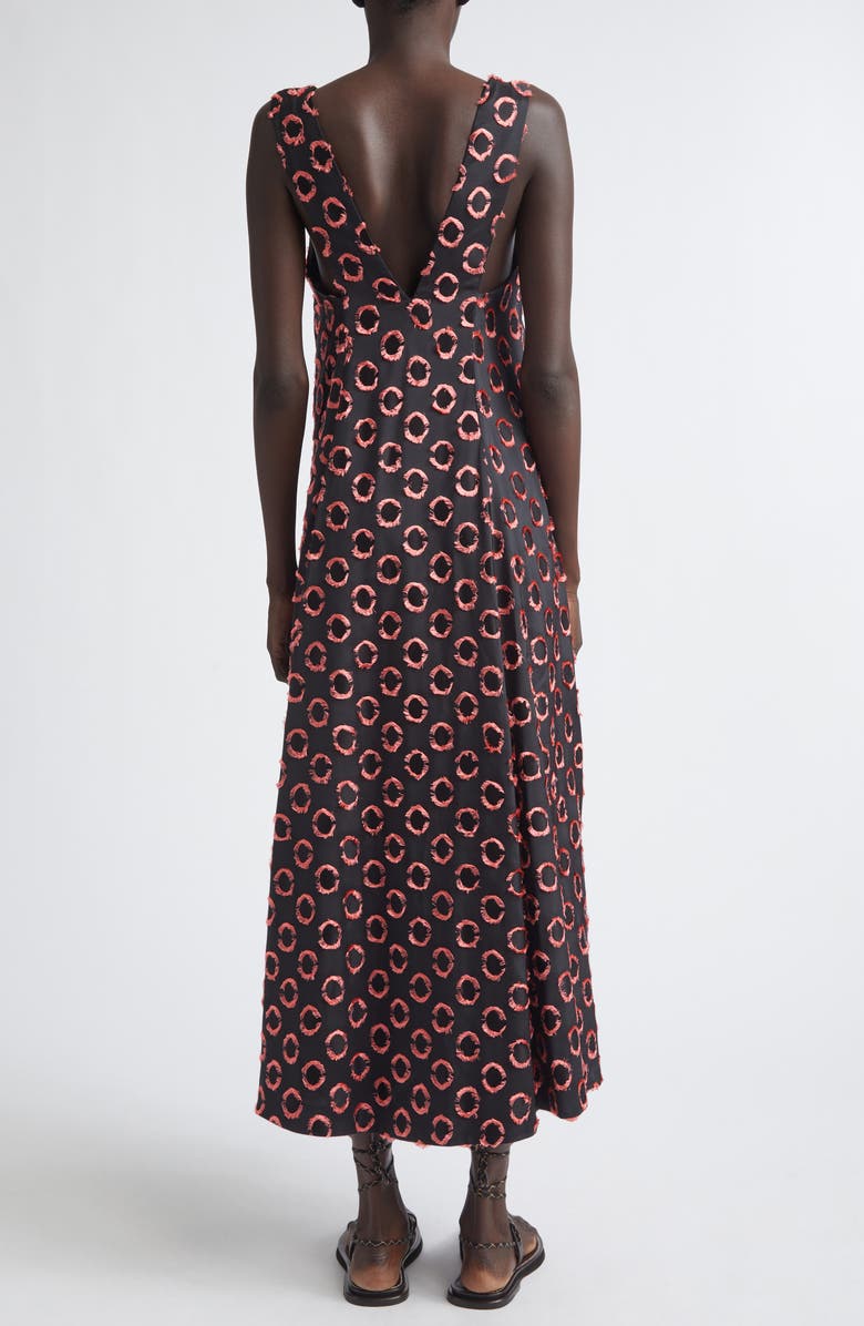 Dries Van Noten Polka Dot Fil Coupé Satin Maxi Dress, Alternate, color, Black