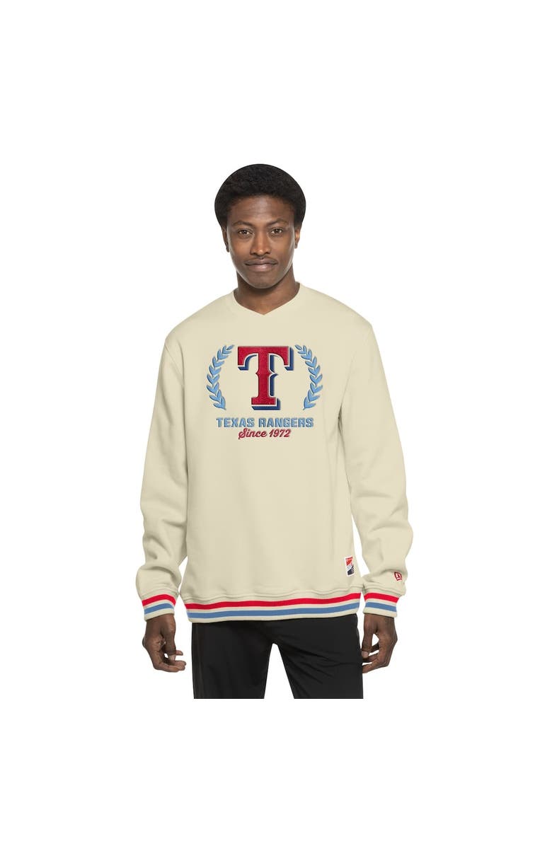New Era Men's New Era Cream Texas Rangers Throwback Pullover Sweatshirt, Alternate, color, Cream