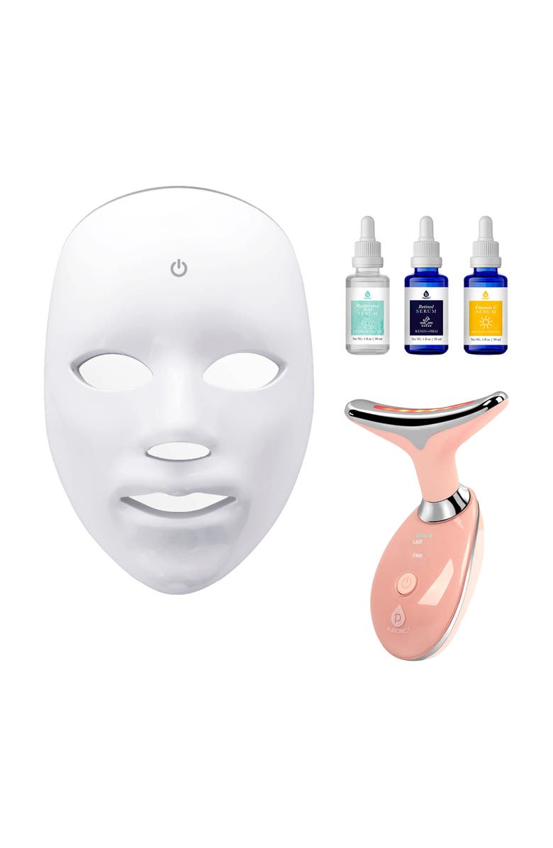 PURSONIC Complete LED Skincare Bundle - 7-in-1 LED Face Mask + Sculpting Wand + Anti-Aging Serum Set, Main, color,