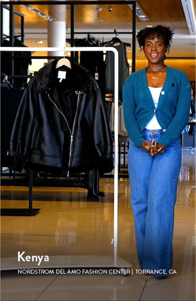 Oversize Faux Shearling Moto Jacket, sales video thumbnail
