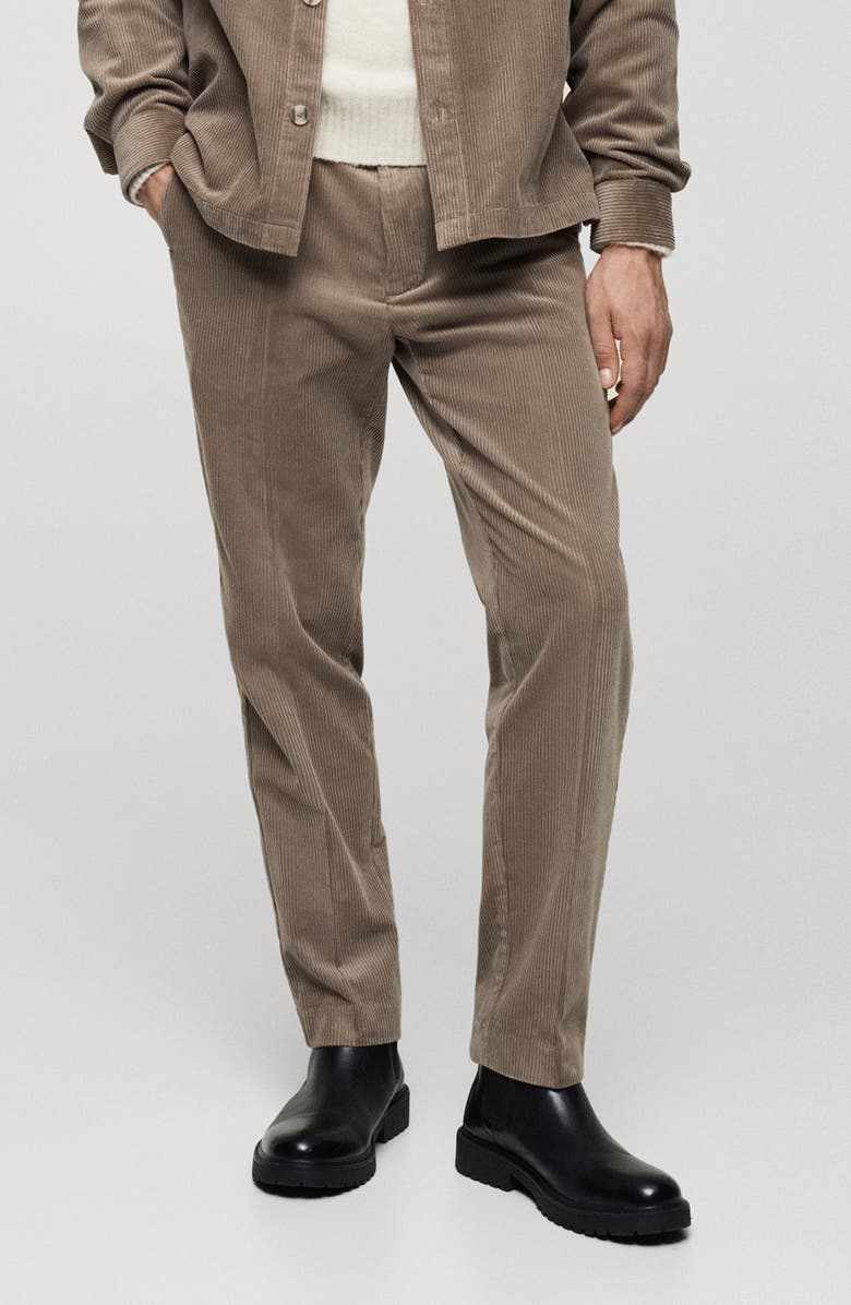 MANGO Regular Fit Cotton Corduroy Chinos, Main, color, Mink Grey