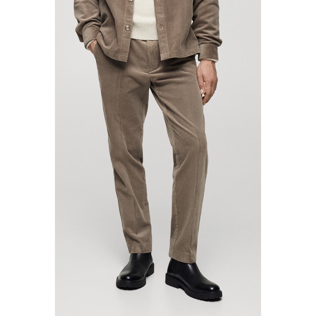 Mango Regular Fit Cotton Corduroy Chinos In Brown