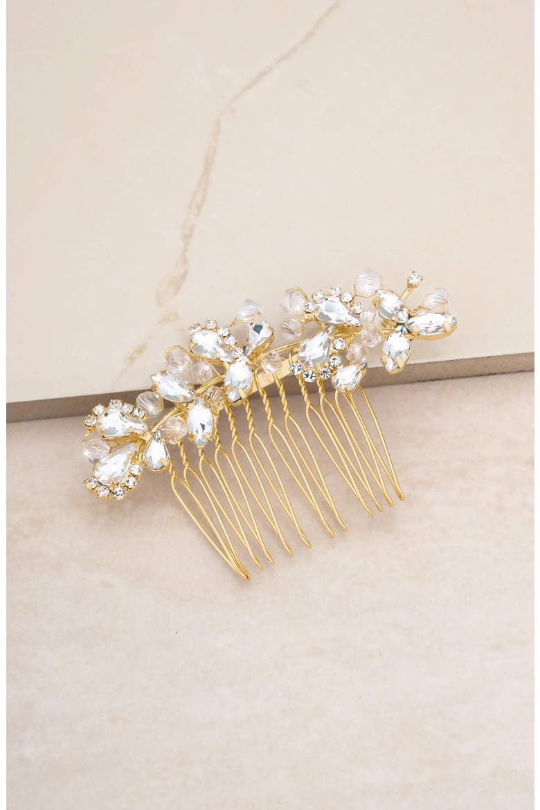Princessa Rhinestone & Bead Hair Comb, Alternate, color, GOLD