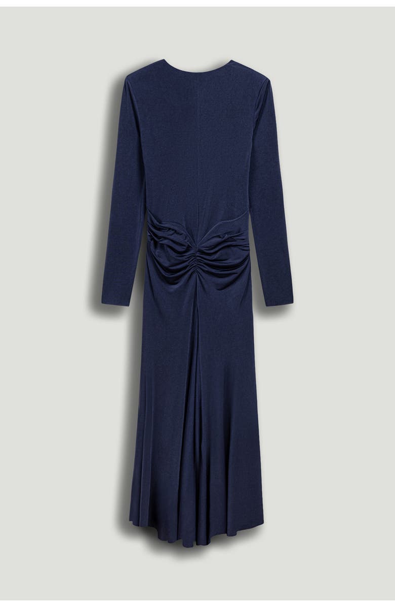 Nocturne Ruched Waist Long-Sleeve Jersey Dress, Alternate, color, Navy Blue