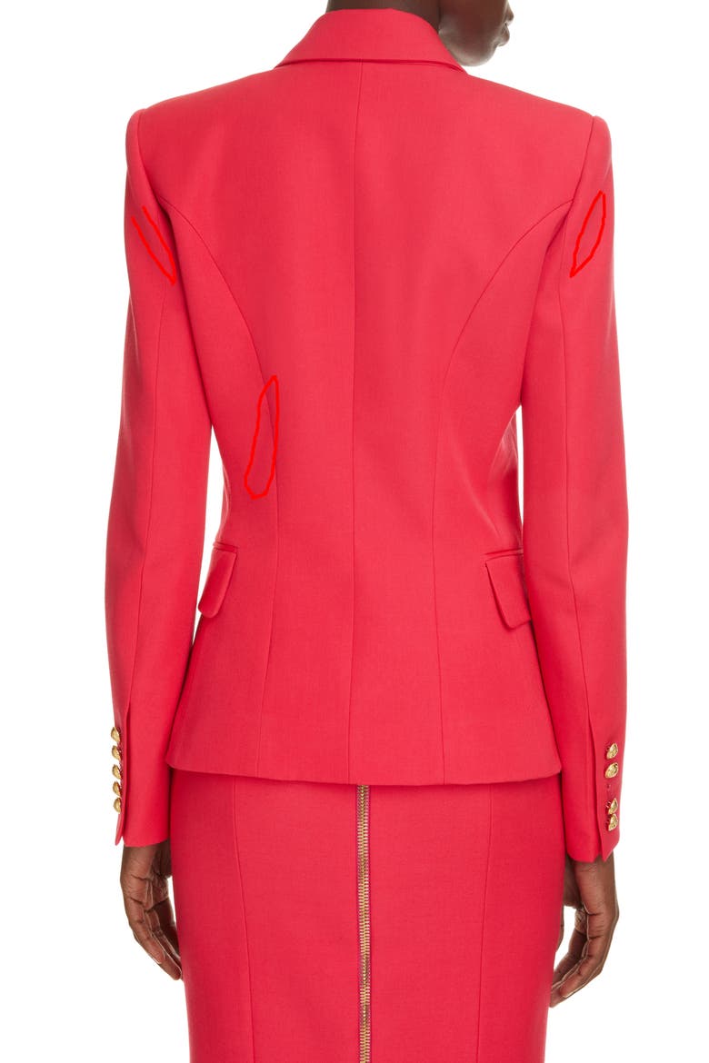 Double Breasted Grain de Poudre Wool Jacket, Alternate, color, LIVE FUCHSIA