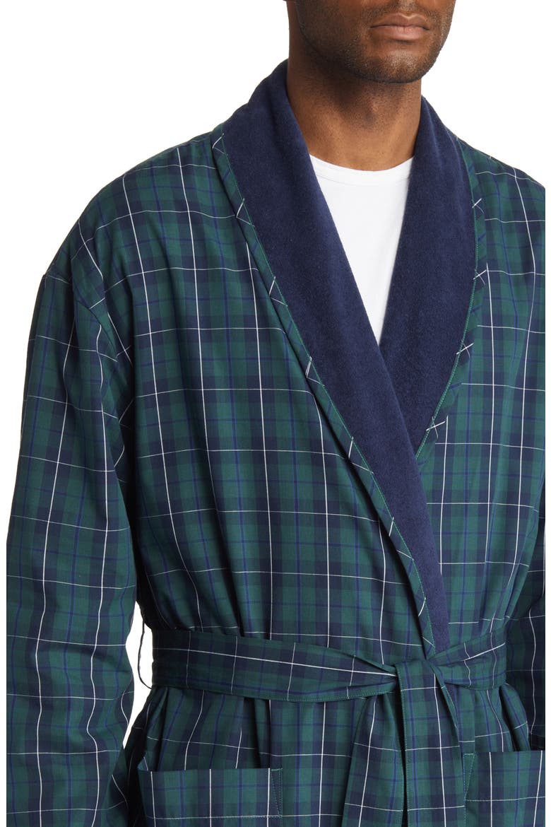 Weekend Escape Fleece Lined Robe, Alternate, color, NAVY/ GREEN