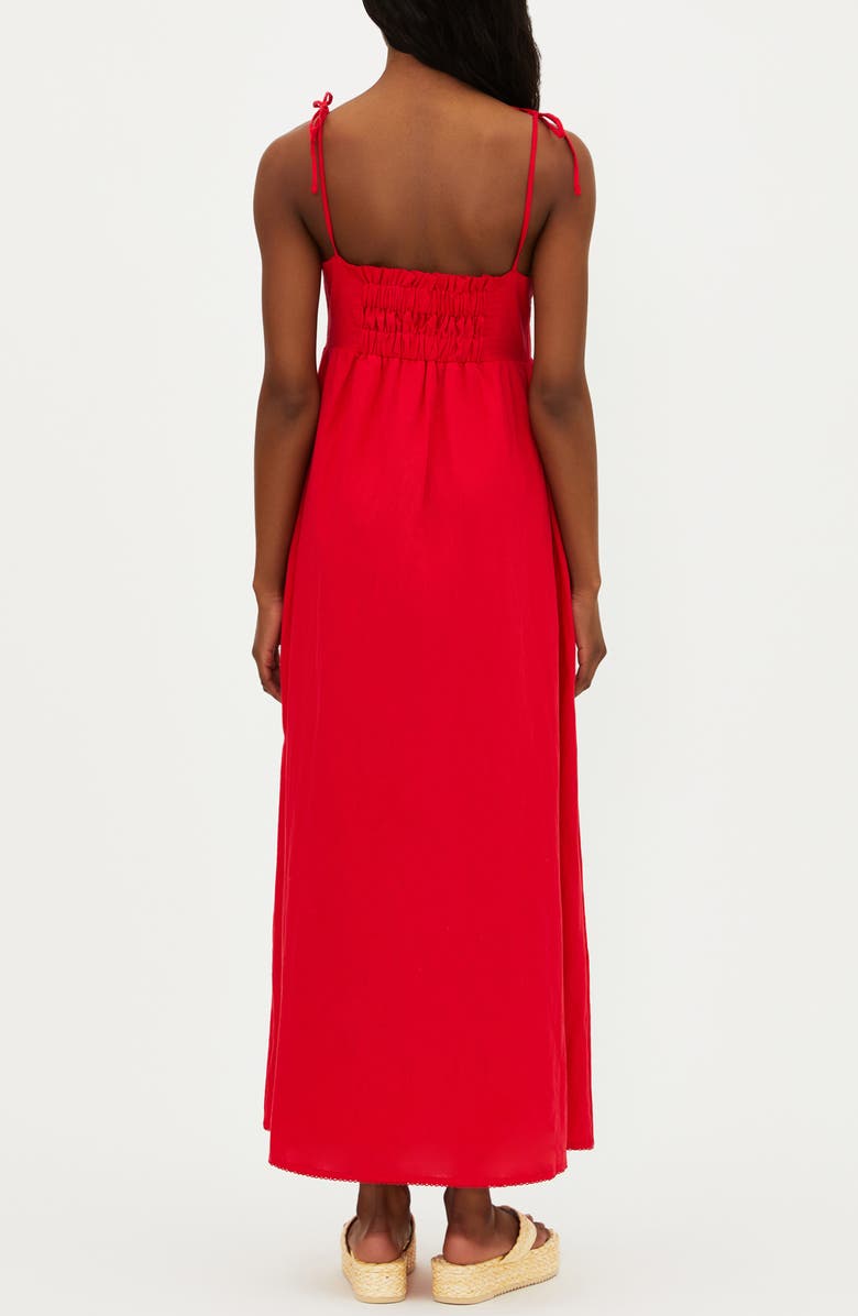Beach Riot Valory Tie Strap Cotton & Linen Cover-Up Maxi Dress, Alternate, color, Red