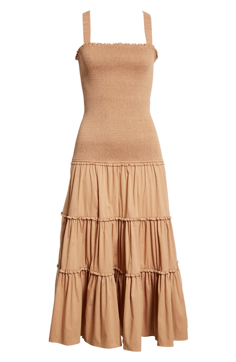 Cinq à Sept Rina Smocked Tiered Midi Dress, Alternate, color,