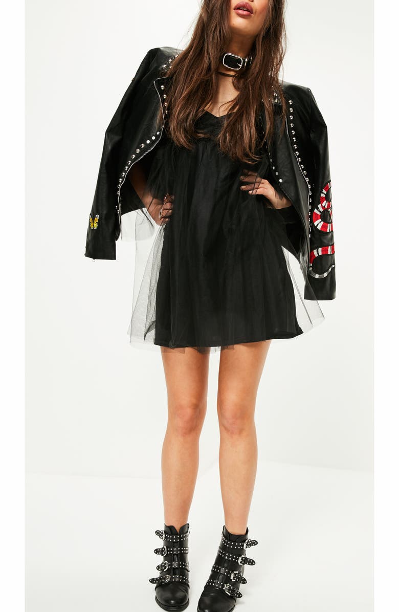Missguided Tulle Mesh Minidress, Alternate, color, 