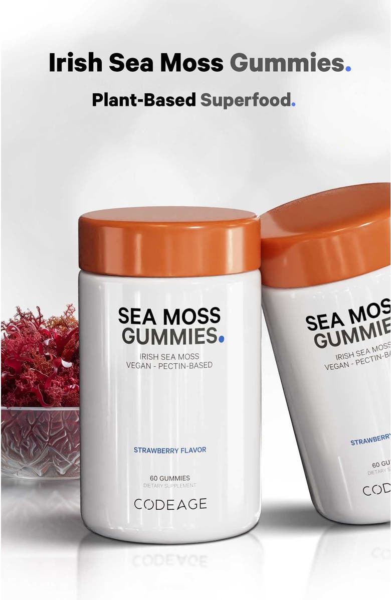 Codeage Irish Sea Moss Gummies Supplement, Alternate, color, White