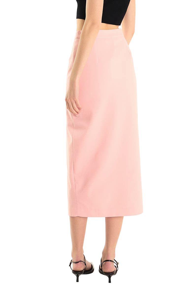 Front Slit Linen Blend Midi Skirt, Alternate, color, PINK