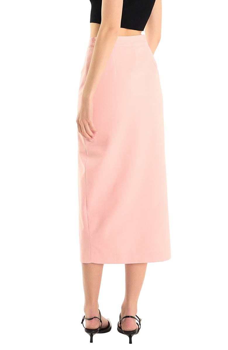 Endless Rose Front Slit Linen Blend Midi Skirt, Alternate, color, Pink