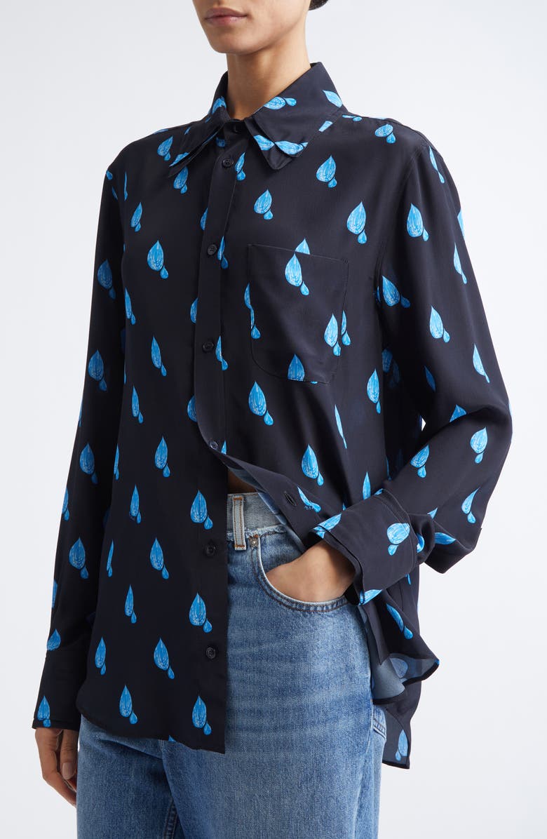 Marni Raindrop Print Button-Up Shirt, Alternate, color, Drn99 Black