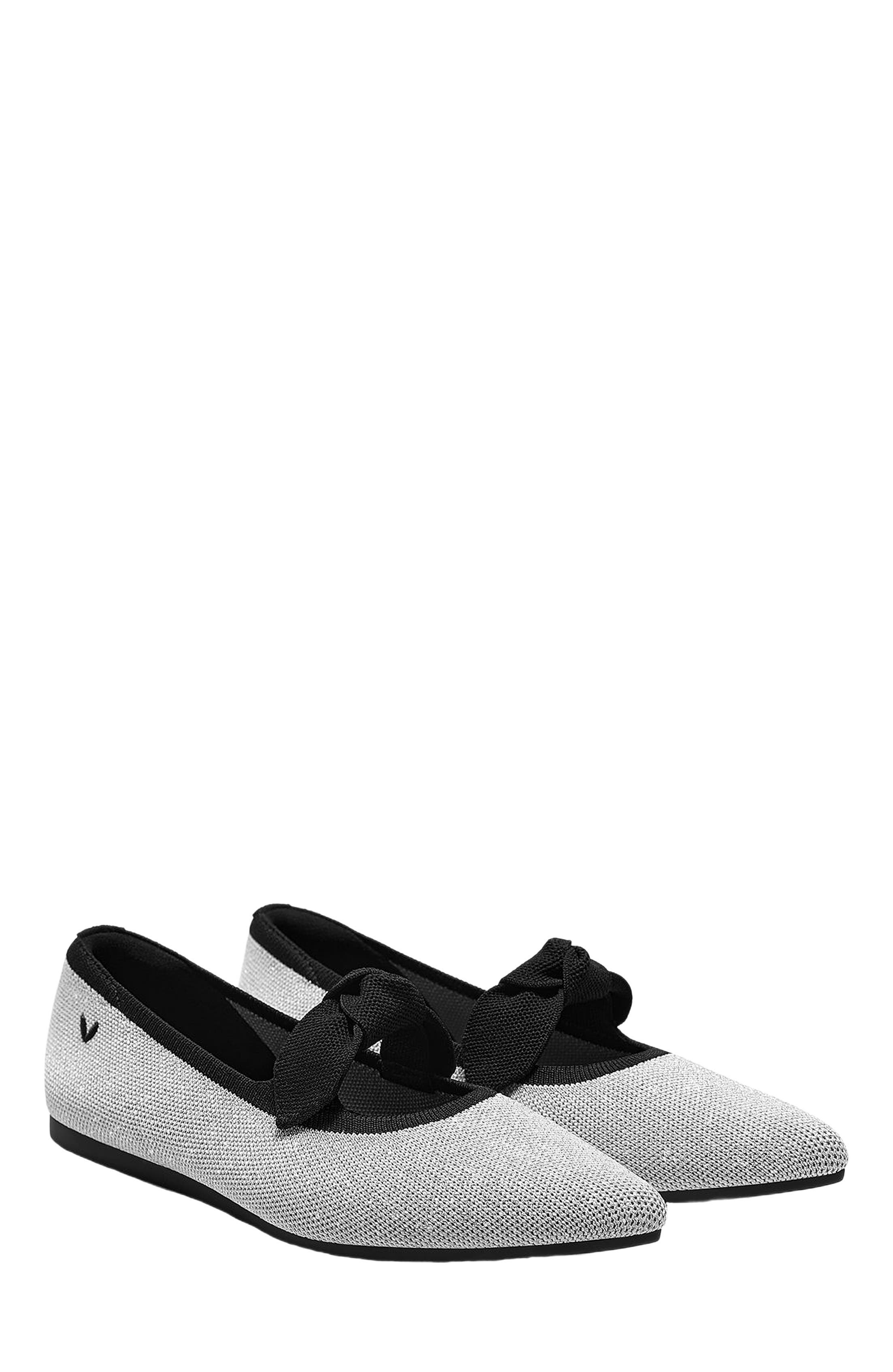 VIVAIA Pointed-Toe Bow Flats, Main, color, Metallic Diamond Black