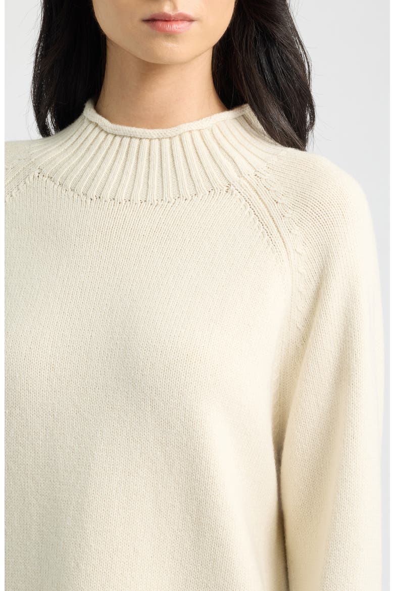 Hazel Roll Neck Cotton & Wool Sweater, Alternate, color, IVORY