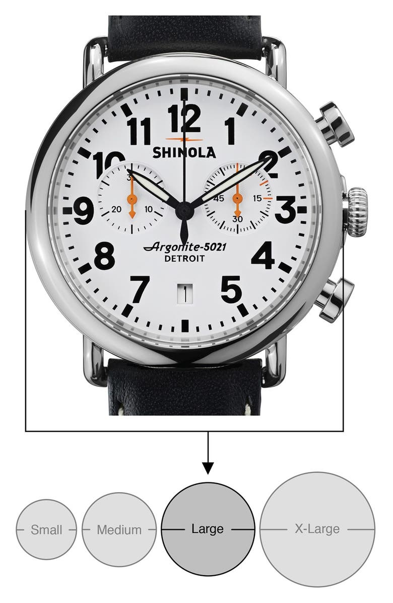 Shinola 'The Runwell Chrono' Leather Strap Watch, 41mm, Alternate, color, 