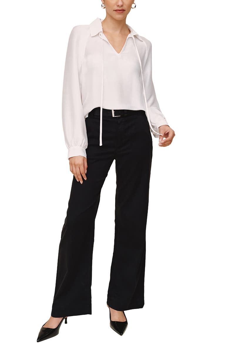 Bella Dahl Tie Neck Raglan Top, Alternate, color, White