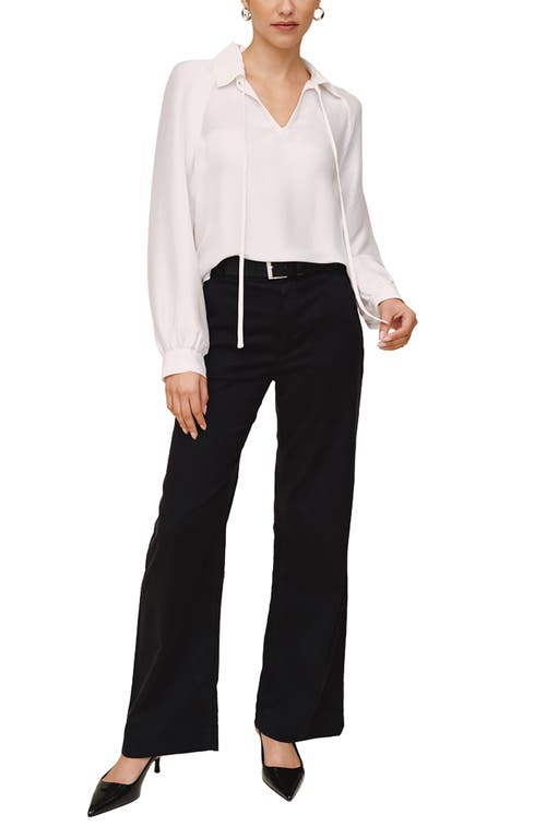 Bella Dahl Tie Neck Raglan Top In White