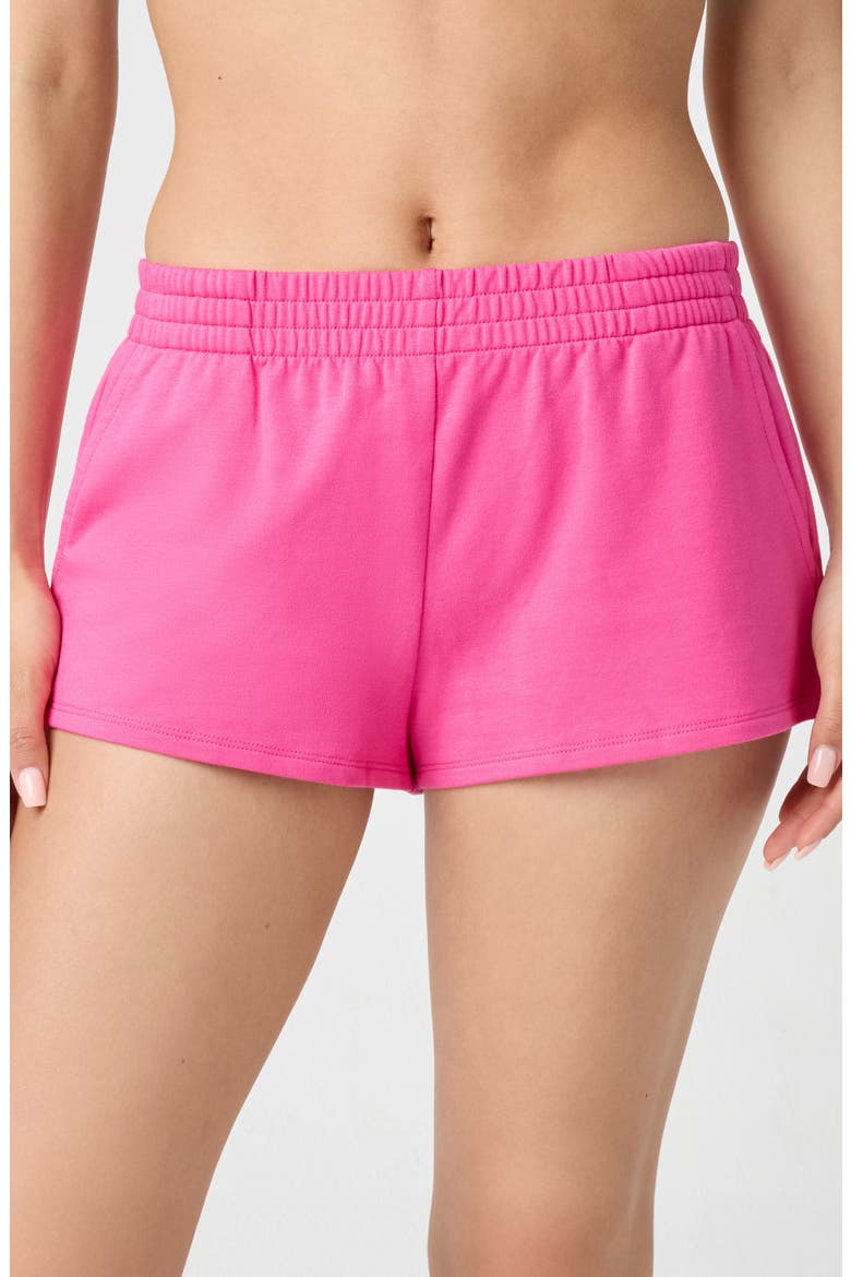 Sporty French Terry Sweat Shorts, Alternate, color, FUCHSIA