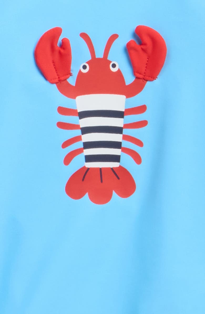 Little Me Lobster Rash Guard & Swim Trunks Set, Alternate, color, Blue