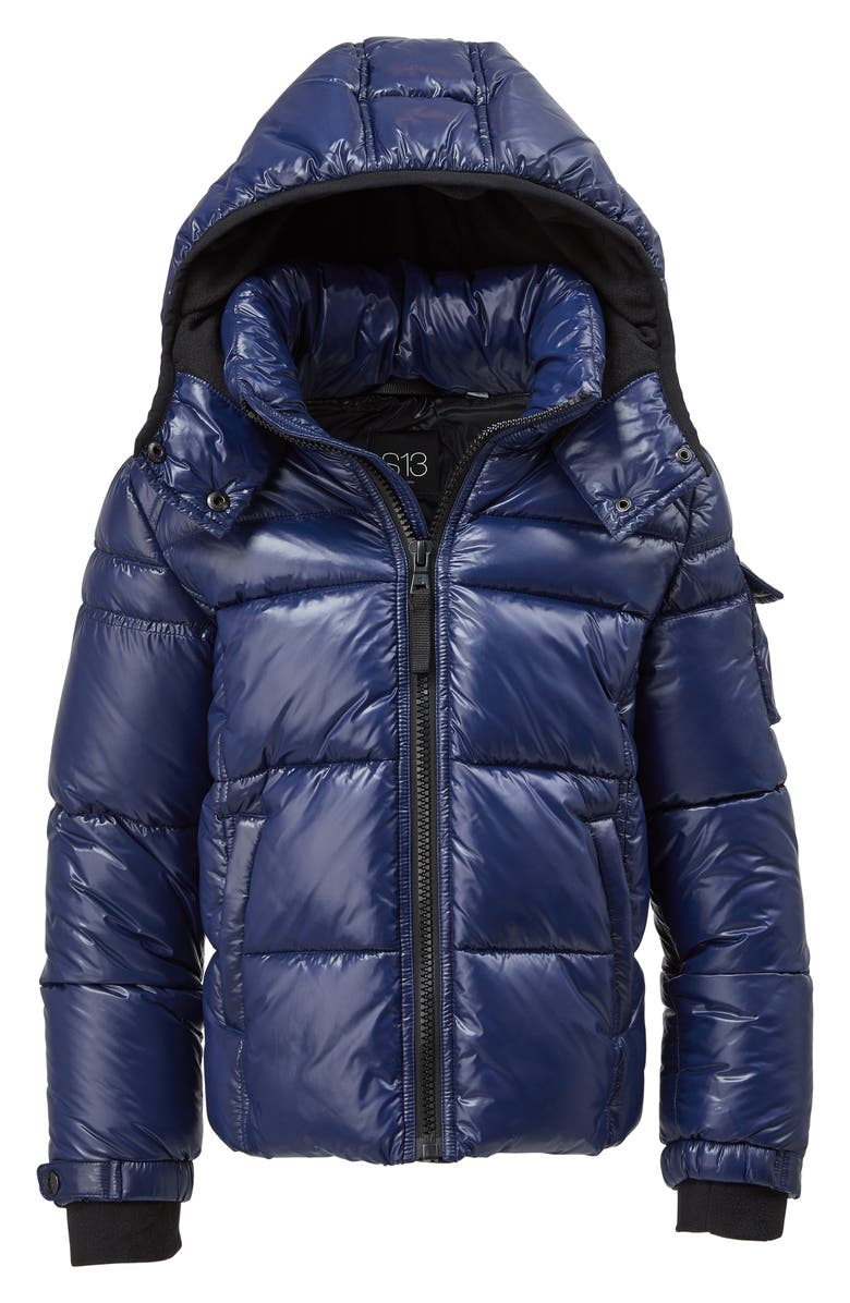 S13 Kids' Downhill Hooded Puffer Jacket, Alternate, color, Marine