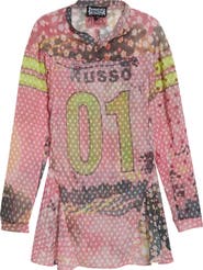 Paolina Russo x Petros Studio Print Long Sleeve Chiffon Minidress