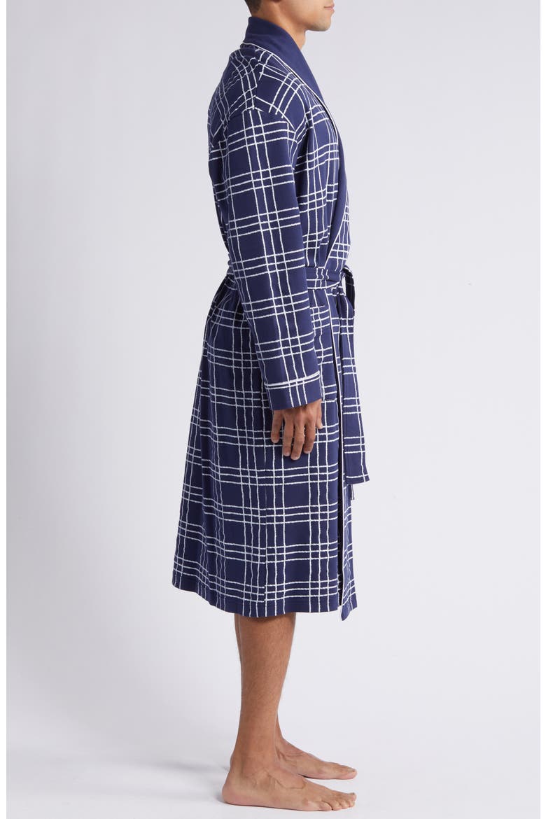 Summeritme Blues Windowpane Check Cotton Knit Robe, Alternate, color, NAVY WINDOWPANE