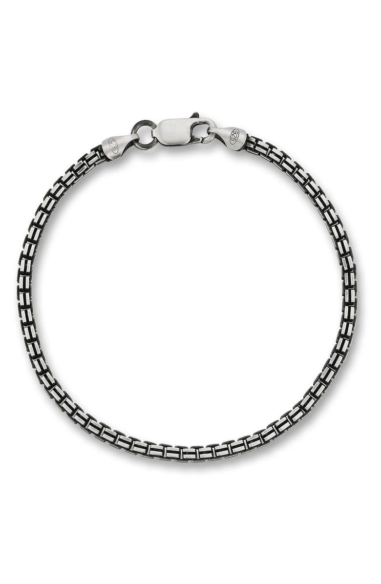 Yield of Men Men's Sterling Silver Oxidized Box Chain Bracelet, Main, color,
