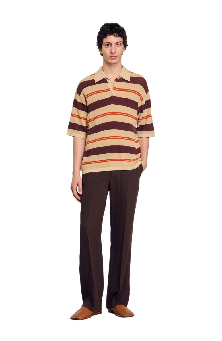 SANDRO Stripy knit polo shirt, Main, color,
